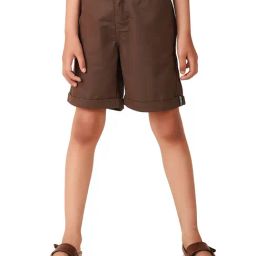 Fabindia Kids Brown Solid Shorts-picture-22
