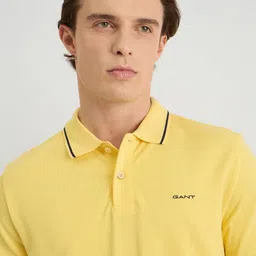 GANT Men Solid Polo Collar Pique Cotton T-shirt image 2
