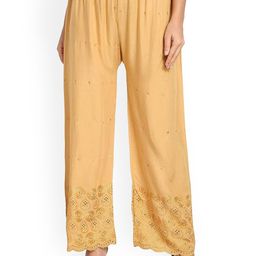 SRISARAS Women Ethnic Motif Embroidered Regular Fit Mid-Rise Cotton Trousers-picture-40