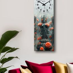 OLIVE TREE Grey & Orange Printed Traditional Analogue Wall Clock-picture-1