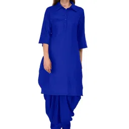 PATRORNA Dark Blue Regular Fit Pathani Kurta-image-22