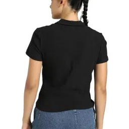 Puma Black Premium Essentials Regular Fit Ribbed Polo T-Shirt image 2