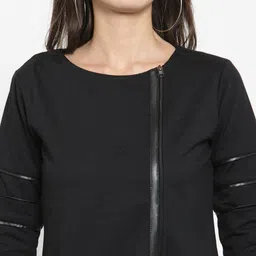 Belle Fille Women Black Solid Asymmetric Closure Tailored Jacket image 5