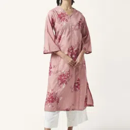 Rangmanch by Pantaloons Pink Cotton Printed A Line Kurta-image-55