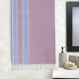 KLOTTHE Purple & Blue 4 Pieces Checked Pure Cotton Bath Towels-picture-12