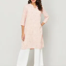 Melange by Lifestyle Peach Rayon Printed Kurta-picture-14