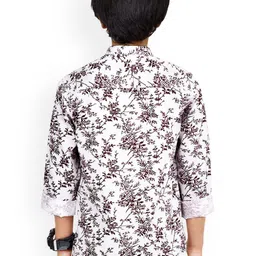 MADE IN THE SHADE Boys Floral Printed Band Collar Cotton Straight Kurta image 2