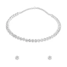 Yellow Chimes Rhodium-Plated Crystals-Studded Jewellery Set image 2
