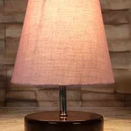Devansh Cotton Round Brown Wood Table Lamp - Grey-picture-24