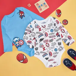 Pantaloons Baby Pack Of 2 Cotton Marvel Avengers Featuring Full Sleeves Characters Printed Onesies - Multi Colour-image-86