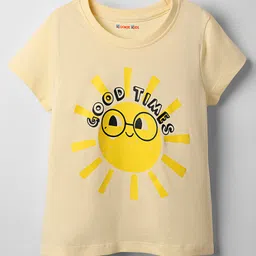 kookie kids india Kookie Kids Single Jersey Knit Half Sleeves T-Shirt With Sun Print - Cream-picture-23