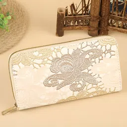 SYGA Elegant Women Lace Wallet Large Capacity Zipper , Mobile Phone & Coin Holder(Khaki)-picture-11