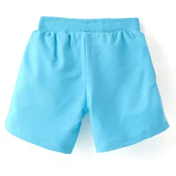 Babyhug Cotton Looper Knit Shorts  With Text Print - Blue image 2
