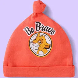 Babyhug Disney Interlock Knit Caps with Lion King Graphics & Stripes Pack of 3 - Red Blue & Yellow image 2