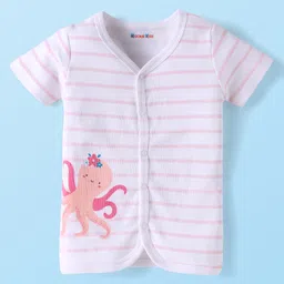 kookie kids india Kookie Kids Interlock Knit Half Sleeves Sea Animals Printed Jhablas Pack of 3 - Multi Color image 2