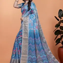 ABC ANY BUDY CLEAN Floral Silk Blend Saree image 2
