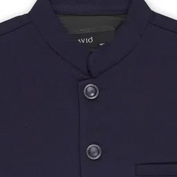 CAVIO Sleeveless Solid Nehru Jacket - Navy Blue image 4