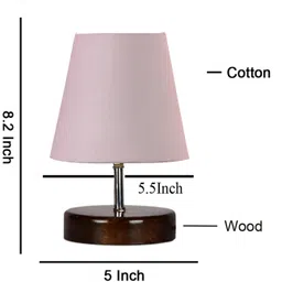 Devansh Cotton Round Brown Wood Table Lamp - Grey image 3