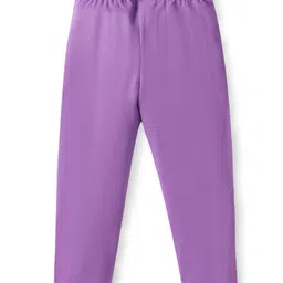 Babyhug Single Jersey Knit Full Length Leggings with Stretch Polka Dots & Rainbow Print Pack Of 3 - Orange & Purple image 3