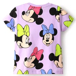 Babyhug Disney Single Jersey Knit Half Sleeves Co-Ord Shorts Night Suit with Minnie Mouse Print Pack of 2 - Pink & Lilac image 3