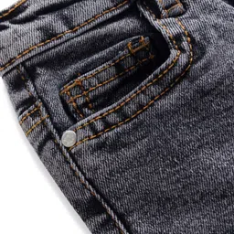 Babyhug Cotton Denim Full Length Washed Jeans With Stretch - Charcoal Grey image 3