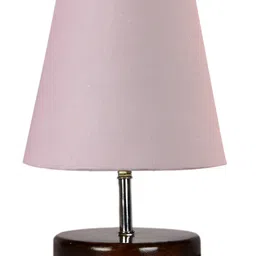 Devansh Cotton Round Brown Wood Table Lamp - Grey image 4