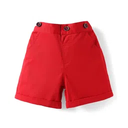 ToffyHouse Poplin Woven Half Sleeves Ombre Printed Shirt & Shorts Set With Bow & Suspender - Red image 4