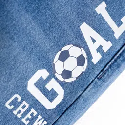 Babyhug Denim Full Length Washed Jeans With Stretch & Text Print - Navy Blue image 4