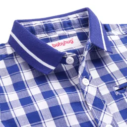 Babyhug Cotton Woven Full Sleeves Ribbed Collar Checks Shirt- Blue image 5