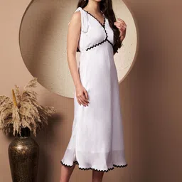 Justin Whyte Ruffled Chiffon A-Line Midi Dress image 3