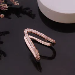 ANJNI CREATION Gold-Plated Cubic Zirconia Studded Finger Ring-image-7