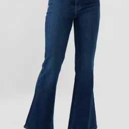 Spykar Dark Blue Solid Flare Fit Mid Rise Jeans-picture-17