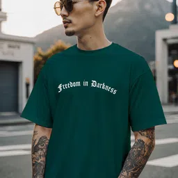 MaverIQ Men Typography Printed Round Neck Cotton Oversized T-shirt-picture-13
