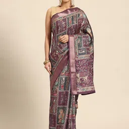 PBS PRINTS Kalamkari Zari Tussar Saree-image-7