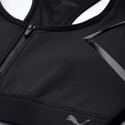 Puma Black Solid Lightly Padded High Impact Front Zip PD Bra image 2