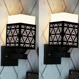 Gojeeva Brown Wood Square Wall Lamps-picture-6