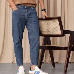 Mr Bowerbird Men Tapered Fit Mid-Rise Light Fade Cropped Stretchable Jeans-picture-34