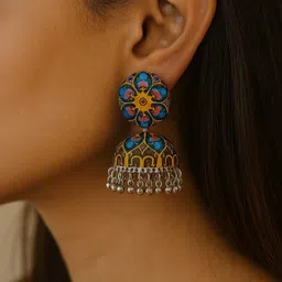 szn Printed Jhumki Dome Shape Earring image 3