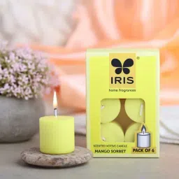 IRIS Yellow Mango Sorbet Scented Votive Candles Refill - Set of 6-picture-47