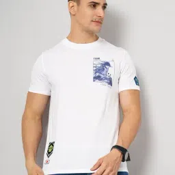 celio* White Regular Fit Printed Cotton Crew T-Shirt-image-35