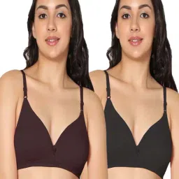 IN CARE Brown & Black Cotton T-Shirt Bras - Pack Of 2-image-71