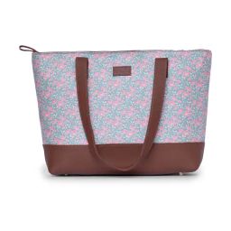 ZOUK Chettinad Florals Blue Printed Tote Handbag-picture-32