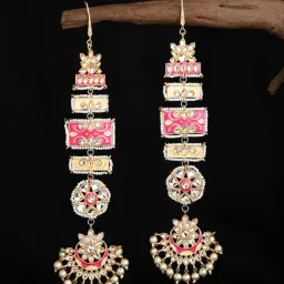 Fida Enamel Pink and Yellow Slave Earrings-picture-7