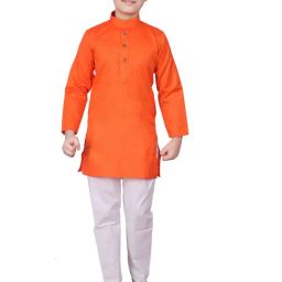 Pro-Ethic Style Developer Kids Dark Orange & White Printed Full Sleeves Kurta with Pyjamas-picture-23