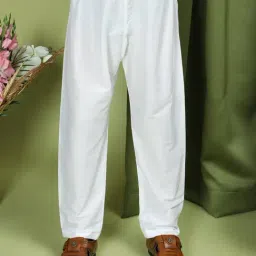 TABARD Kids Sage Green & White Printed Full Sleeves Kurta with Pyjamas image 5