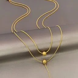 MYKI Gold-Plated Stainless Steel Statement Double Layered Spherical Pendant Necklace image 2