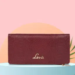 Lavie Maroon Textured Bi-Fold Wallet for Women-image-0