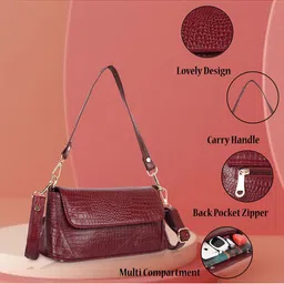 SPOTIC Women Textured Structured Leather Sling Bag image 4