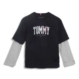 Tommy Hilfiger Kids Desert Sky & Light Grey Cotton Logo Full Sleeves T-Shirt-picture-35