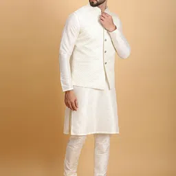Ethluxis Men Embroidered Regular Dupion Silk Kurta with Churidar image 3